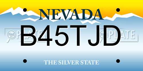 B45TJD Nevada License Plate