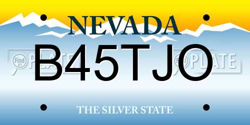 B45TJO Nevada License Plate