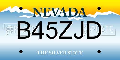 B45ZJD Nevada License Plate
