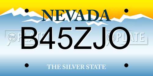 B45ZJO Nevada License Plate
