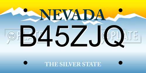 B45ZJQ Nevada License Plate