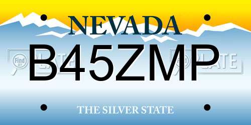 B45ZMP Nevada License Plate
