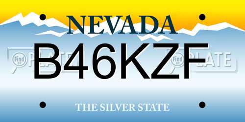 B46KZF Nevada License Plate