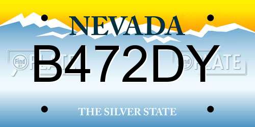 B472DY Nevada License Plate
