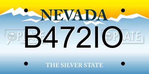 B472IO Nevada License Plate