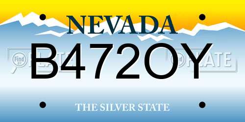 B472OY Nevada License Plate