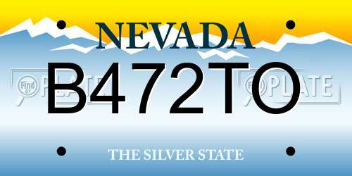 B472TO Nevada License Plate