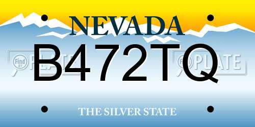 B472TQ Nevada License Plate