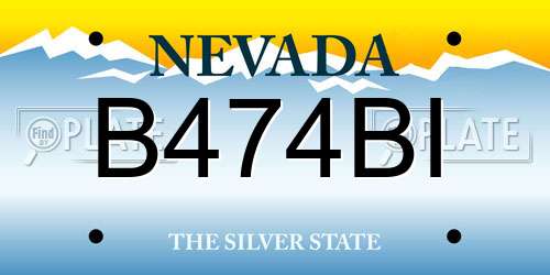 B474BI Nevada License Plate