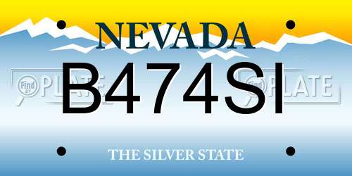 B474SI Nevada License Plate