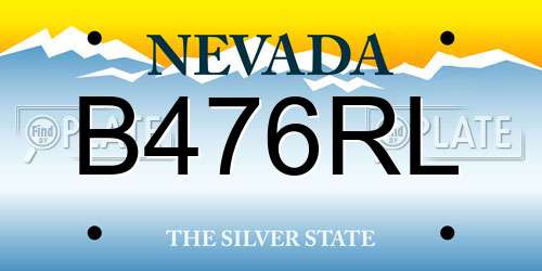B476RL Nevada License Plate