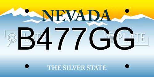 B477GG Nevada License Plate