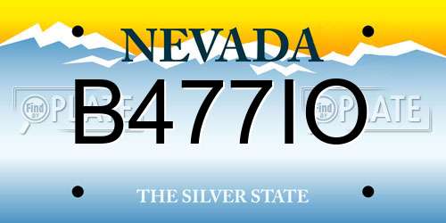 B477IO Nevada License Plate
