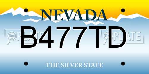 B477TD Nevada License Plate