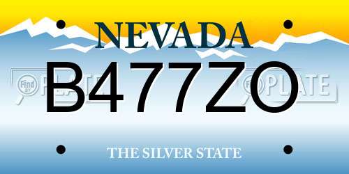B477ZO Nevada License Plate
