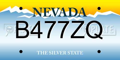 B477ZQ Nevada License Plate