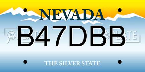 B47DBB Nevada License Plate
