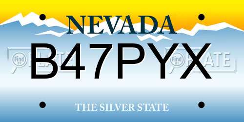 B47PYX Nevada License Plate