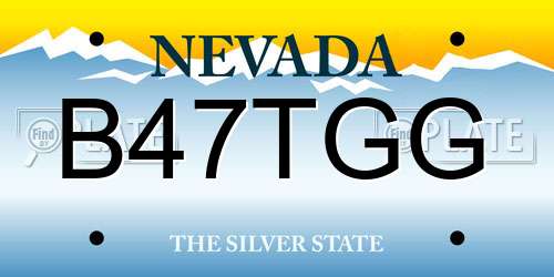 B47TGG Nevada License Plate
