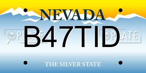 B47TID Nevada License Plate