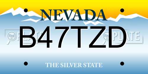 B47TZD Nevada License Plate