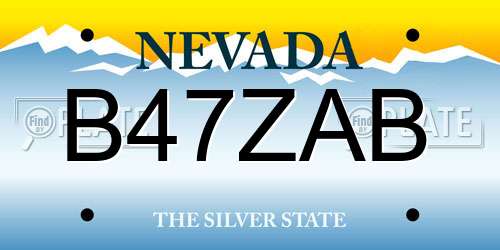 B47ZAB Nevada License Plate