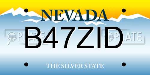 B47ZID Nevada License Plate