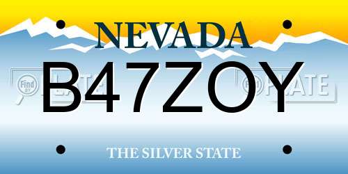 B47ZOY Nevada License Plate