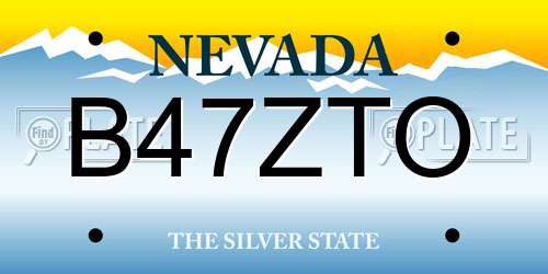 B47ZTO Nevada License Plate
