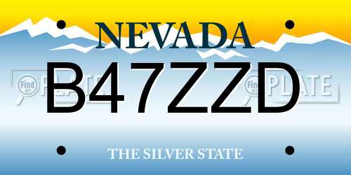B47ZZD Nevada License Plate