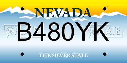 B480YK Nevada License Plate