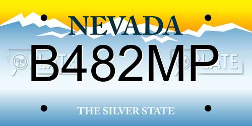 B482MP Nevada License Plate