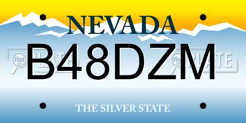 B48DZM Nevada License Plate