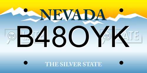 B48OYK Nevada License Plate