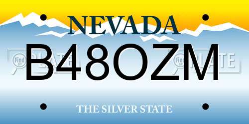 B48OZM Nevada License Plate