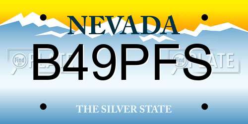 B49PFS Nevada License Plate
