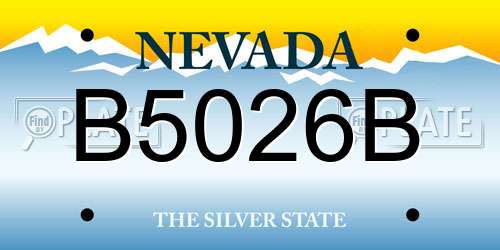 B5026B Nevada License Plate