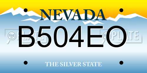 B504EO Nevada License Plate