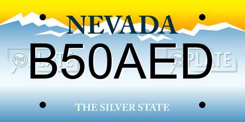 B50AED Nevada License Plate