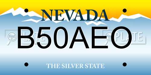 B50AEO Nevada License Plate