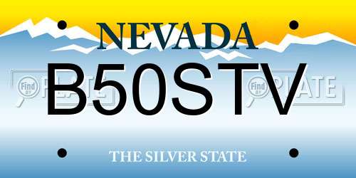 B50STV Nevada License Plate