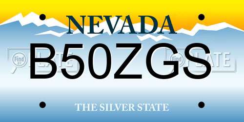B50ZGS Nevada License Plate