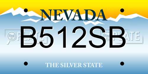 B512SB Nevada License Plate