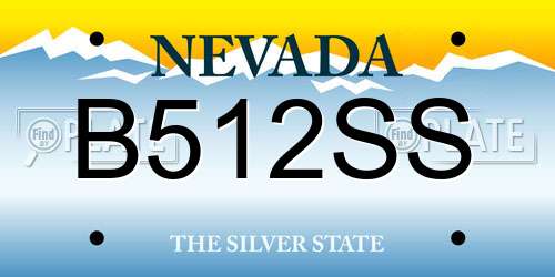 B512SS Nevada License Plate