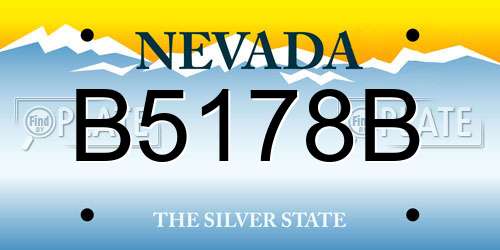 B5178B Nevada License Plate