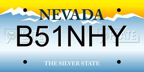 B51NHY Nevada License Plate