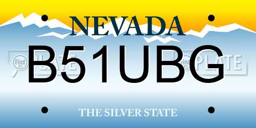 B51UBG Nevada License Plate