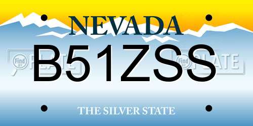 B51ZSS Nevada License Plate