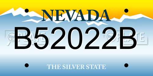 B52022B Nevada License Plate