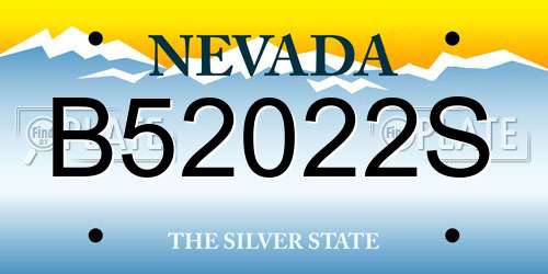 B52022S Nevada License Plate